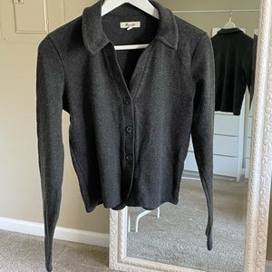 Madewell Brushed Rib Polo Crop Cardigan size XS. Excellent condition worn once